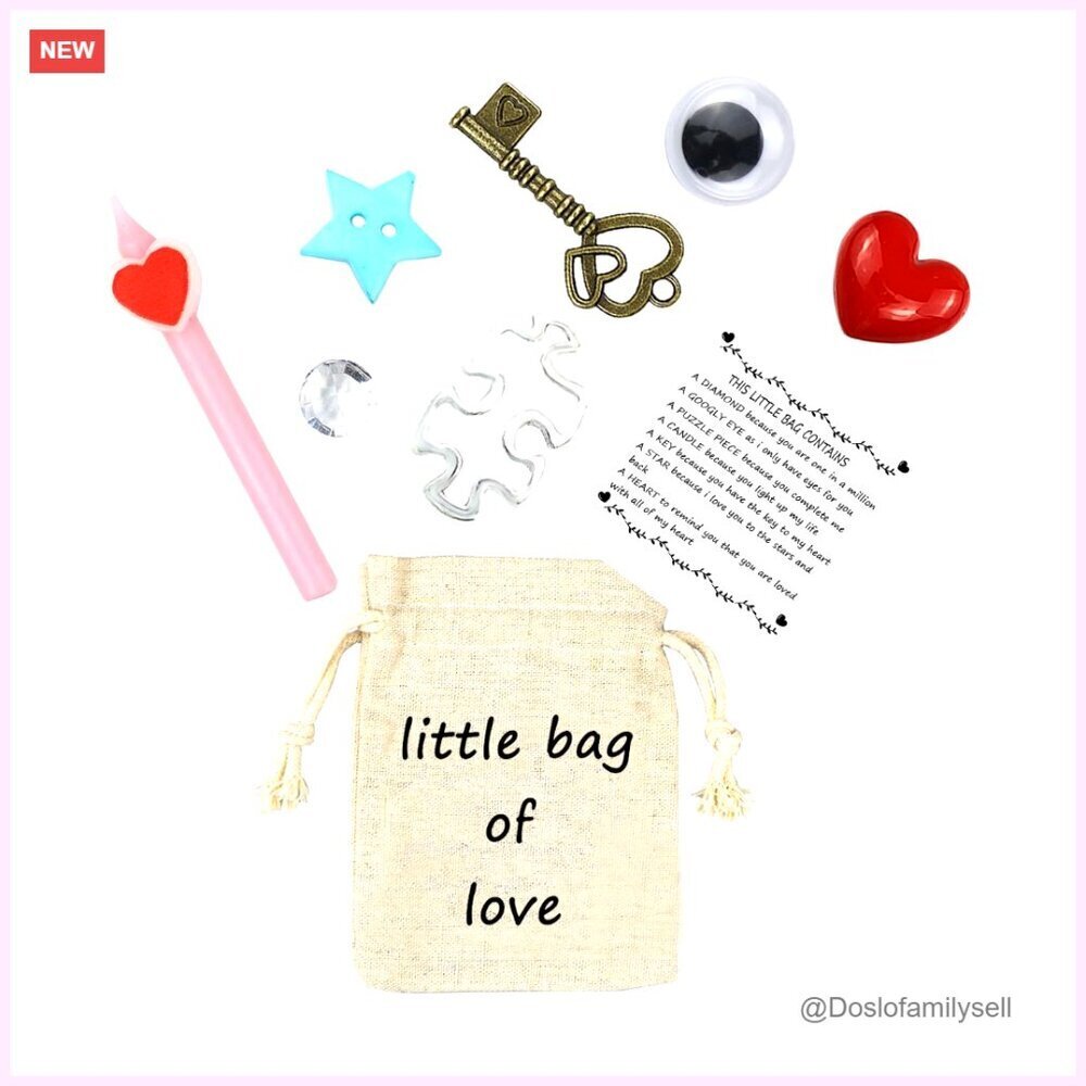 Cotton and Metal Love Gift Coin Purse with Drawstring
